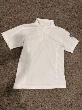 White Short-Sleeve Quarter Zip Equestrian Top